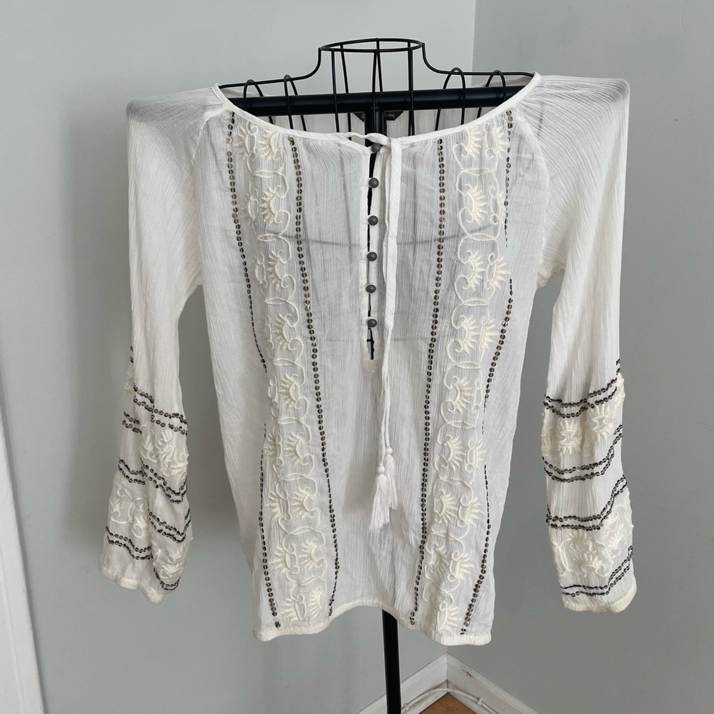 Tommy Bahama White Embroidered Blouse